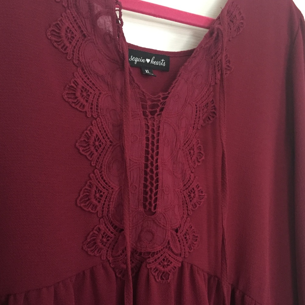 Maroon flair sleeve dress